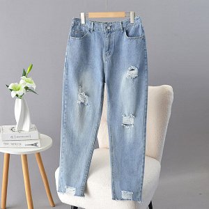 Джинсы женские с потертостями PLUS SIZE