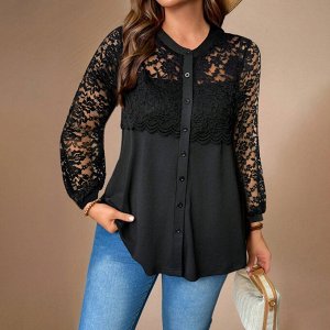 Женская блуза с кружевом PLUS SIZE