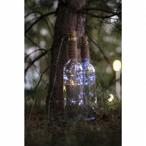 Гирлянда «Нить» 1 м роса с пробкой, IP20, серебристая нить, 10 LED, батарейки LR44x3 (в комплекте), свечение белое