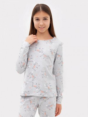 Комплект для девочек (джемпер, брюки) серый с ежиками