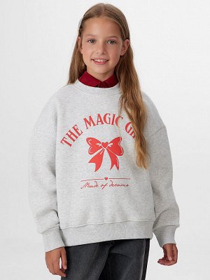 Свитшот для девочек серый с надписью "The magic girl"