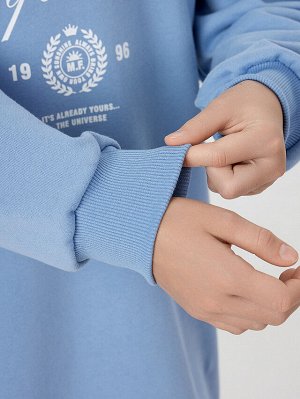 Платье для девочки голубое с надписью "mini influencer"