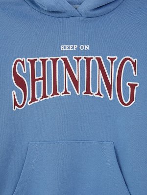 Худи для девочек голубое с надписью "keep on shining"