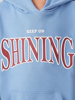 Худи для девочек голубое с надписью "keep on shining"