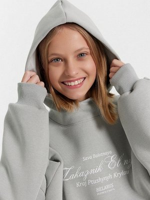 Худи для девочек серое из коллекции «Zakaзnik El’nya / Заказник Ельня»
