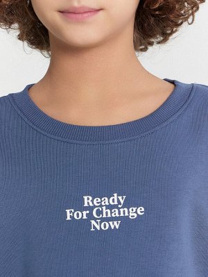 Свитшот для мальчиков синий с надписью "Ready for change now"