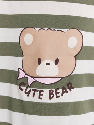 Комплект домашний для девочек в полоску с принтом "cute bear"