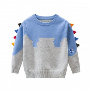 Детский свитер с треугольниками, цвет серый/голубой