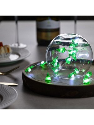 Гирлянда «Нить» 2 м роса с насадками «Ёлочка», IP20, серебристая нить, 20 LED, 2 режима, батарейки ААх2 (нет в комплекте), свечение белое