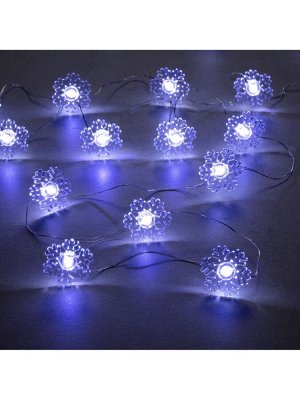 Гирлянда «Нить» 2 м роса с насадками «Снежинка», IP20, серебристая нить, 20 LED, 2 режима, батарейки ААх2 (нет в комплекте), свечение белое