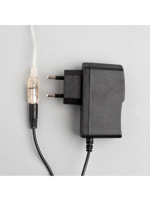Гирлянда «Мишура» 5 м роса, IP20, серебристая нить, 100 LED, свечение тёплое белое, 12 В