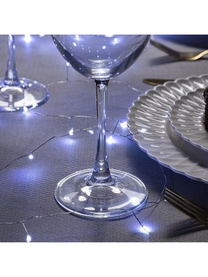 Гирлянда «Мишура» 5 м роса, IP20, серебристая нить, 100 LED, 2 режима, батарейки AAх3 (нет в комплекте), свечение белое