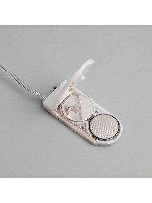 Гирлянда «Мишура» 1 м роса, IP20, серебристая нить, 20 LED, батарейки CR2032x2 (в комплекте), свечение тёплое белое
