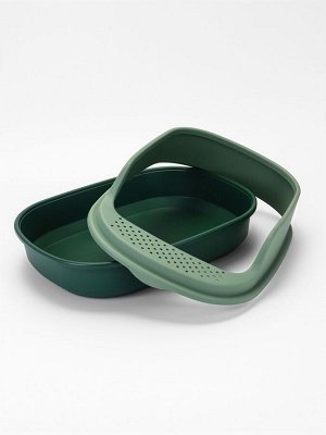 Лоток для кошек Фур-Мур 48x35.5 см с высоким бортом + совок, Soft-touch, изумруд