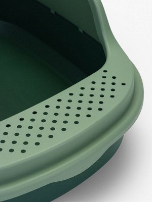 Лоток для кошек Фур-Мур 48x35.5 см с высоким бортом + совок, Soft-touch, изумруд