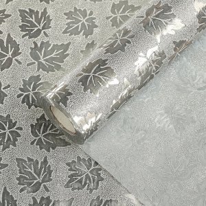 Плёнка с блестками "Клён", серебряный, 0,5 х 10 м