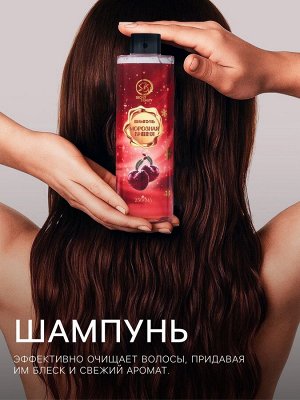 Новогодний подарочный набор косметики «Зимняя вьюга», с ароматом вишни и корицы. Красная серия