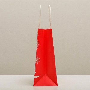 Пакет подарочный новогодний крафтовый «С Новым годом!», 12x21x9 см