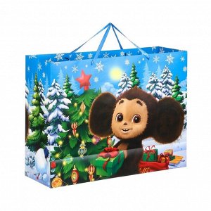 Пакет подарочный новогодний, 61x46x20 см, упаковка, Чебурашка