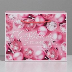Пакет - коробка новогодний подарочный «С Новым годом», 23*18*11 см