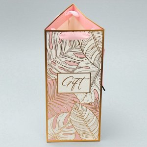 Пакет подарочный под бутылку, упаковка, «Подарочек», 13x32x11 см