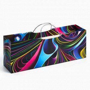 Пакет подарочный под бутылку с тиснением, Микки Маус, 35.5x12.5x9 см