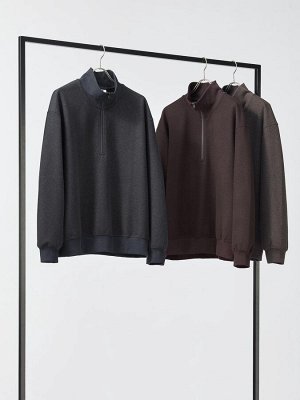 UNIQLO U - свитшот с короткой молнией из начёсанного трикотажа - 35 BROWN