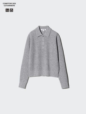 UNIQLO - шерстяной смесовый свитер-поло - 69 NAVY