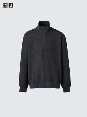 UNIQLO U - свитшот с короткой молнией из начёсанного трикотажа - 35 BROWN