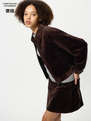 UNIQLO - вельветовая короткая куртка - 38 DARKBROWN
