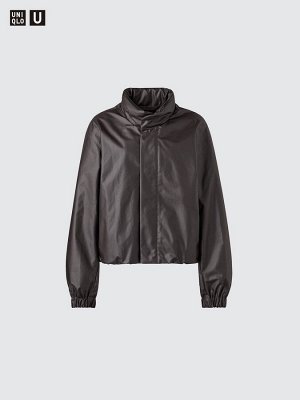UNIQLO U - укороченная куртка с покрытием и скрытым капюшоном - 09 BLACK
