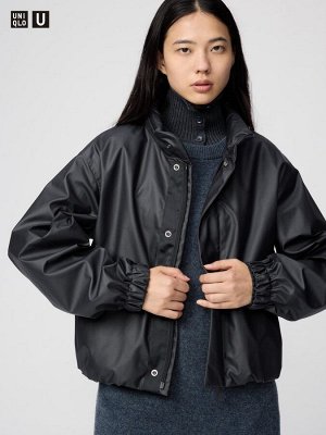 UNIQLO U - укороченная куртка с покрытием и скрытым капюшоном - 09 BLACK
