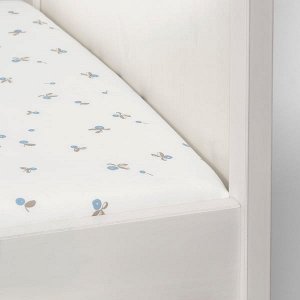 РЁДХАКЕ Простыня натяжн для кроватки, белый, орнамент «черника», 60x120 см