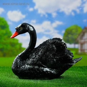 Садовая фигура "Лебедь" черный 22х38х32см