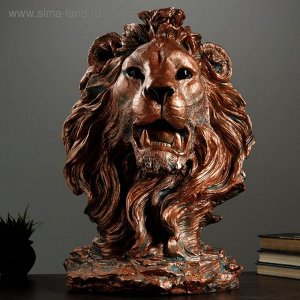 Фигура "Голова льва" огромная 32х42х70см медь