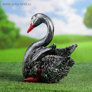 Садовая фигура "Лебедь" малая, чёрная, 23 см