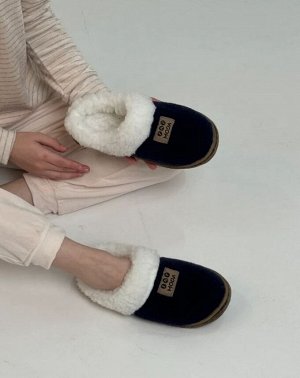 Тапочки женские модель "Глубокие шлёпки" Цвет темно-синий