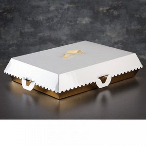 Упаковка для пирожных, BON BON, премиум, золотое основание, 27,5 x 18,5 x 10 см