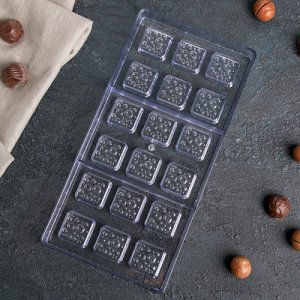 Форма для шоколада 18 ячеек "Пористый шоколад" 33x16,5x2,5 см