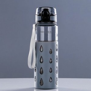 Бутылка для воды 550 мл, "Капельки", на шнурке, в пластиковом чехле, микс, 6х7х21 см