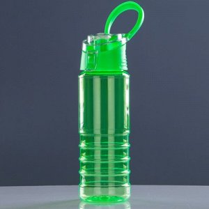 Бутылка для воды 650 мл, с поильником, откидная крышка, полосы, микс, 7х24 см