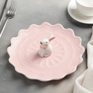 Тарелка десертная "Кружева Кролик" 21 см, цвет розовый