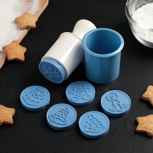 Набор съёмных печатей для печенья 6 шт "Новый год", цвета МИКС