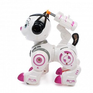 Робот-игрушка «Собака Рокки», стреляет, световые эффекты, работает от батареек, цвет розовый