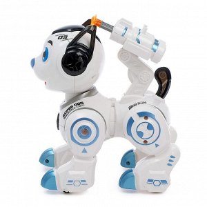 Робот-игрушка «Собака Рокки», стреляет, световые эффекты, работает от батареек, цвет синий