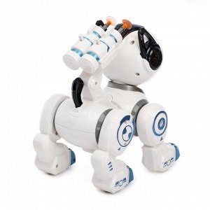 Робот собака «Рокки» IQ BOT, интерактивный: звук, свет, стреляющий, на батарейках, синий