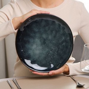 Тарелка обеденная, керамика, 25 см, круглая, Stone Midnight, Domenik, DMD281