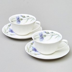 Набор чайный фарфор, 4 предмета, на 2 персоны, 250 мл, Lefard, Васильки, 760-826