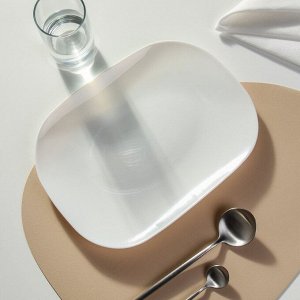 Блюдо стеклокерамика, овальное, 30 см, Белый Квадро, Daniks