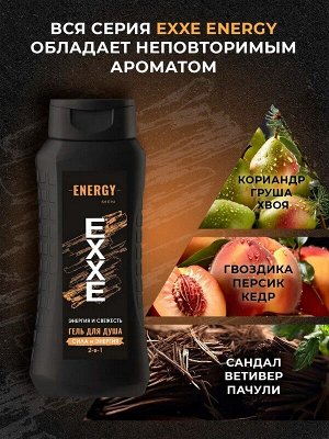 Гель для душа мужской 2 в 1 Сила и Энергия EXXE MEN ENERGY Энергия Свежести 400мл